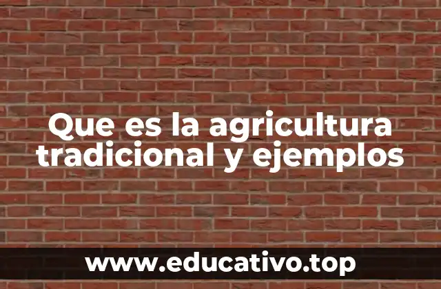 Que es la agricultura tradicional y ejemplos