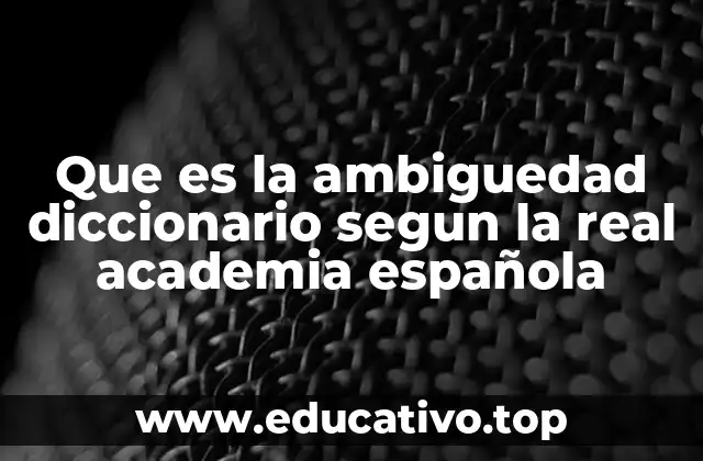 Que es la ambiguedad diccionario segun la real academia española
