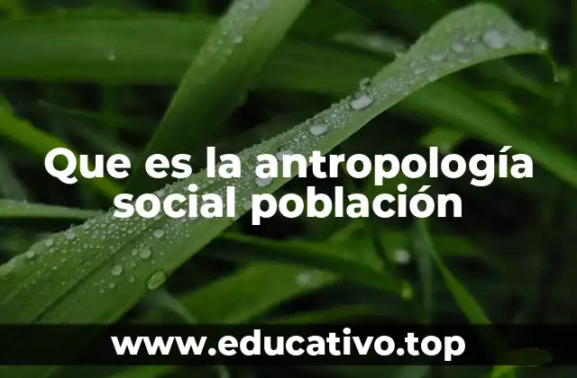 Que es la antropología social población