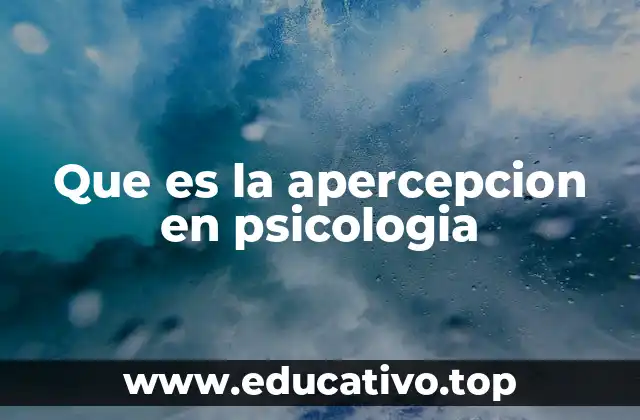 Que es la apercepcion en psicologia