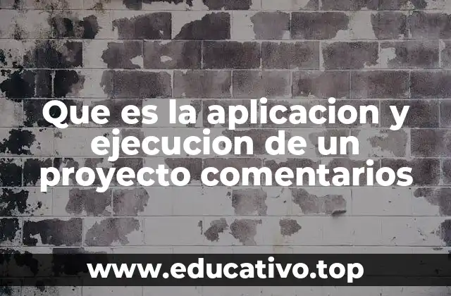 Que es la aplicacion y ejecucion de un proyecto comentarios