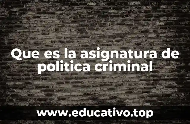 Que es la asignatura de politica criminal