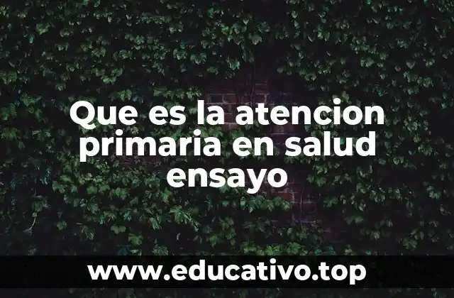 Que es la atencion primaria en salud ensayo