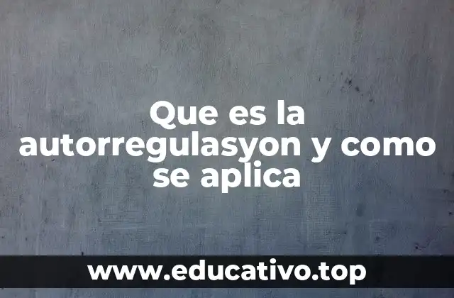 Que es la autorregulasyon y como se aplica