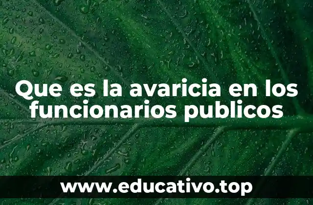 Que es la avaricia en los funcionarios publicos
