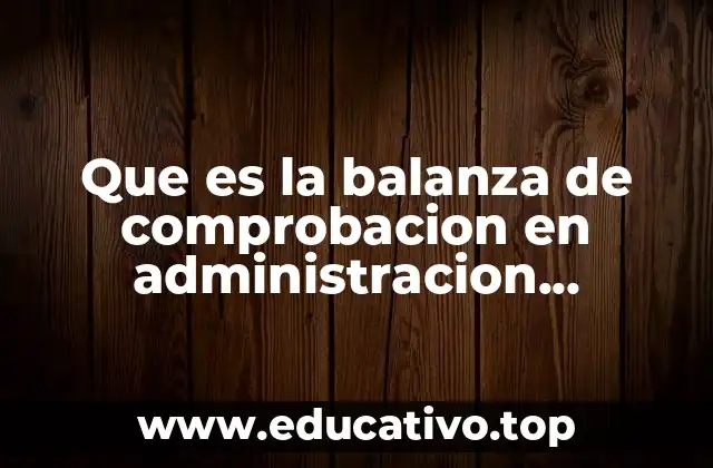 Que es la balanza de comprobacion en administracion financiera