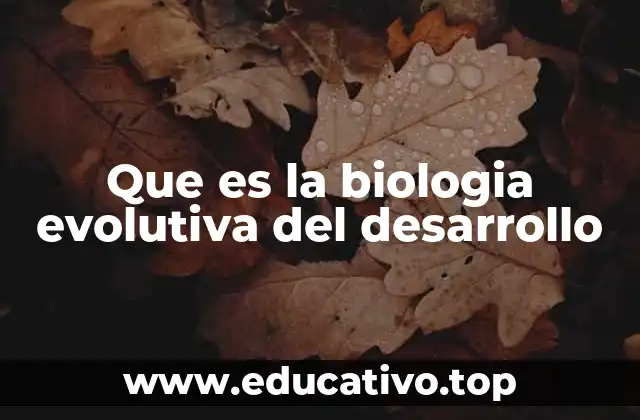 Que es la biologia evolutiva del desarrollo