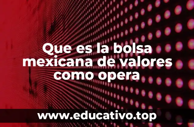Que es la bolsa mexicana de valores como opera