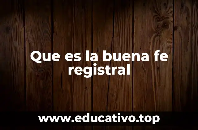 Que es la buena fe registral