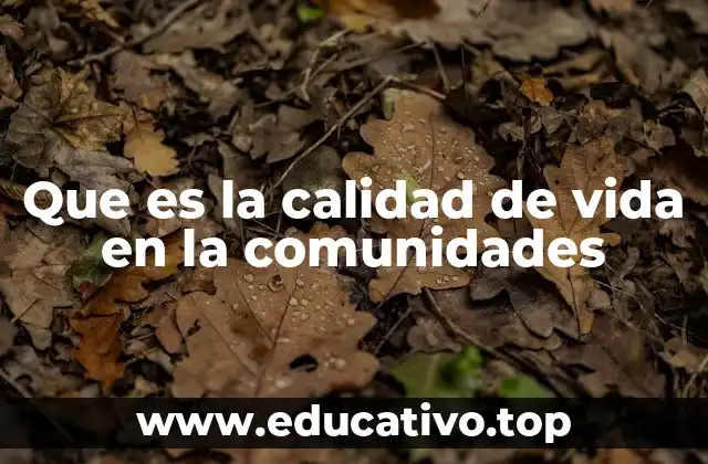 Que es la calidad de vida en la comunidades