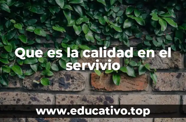 Que es la calidad en el servivio