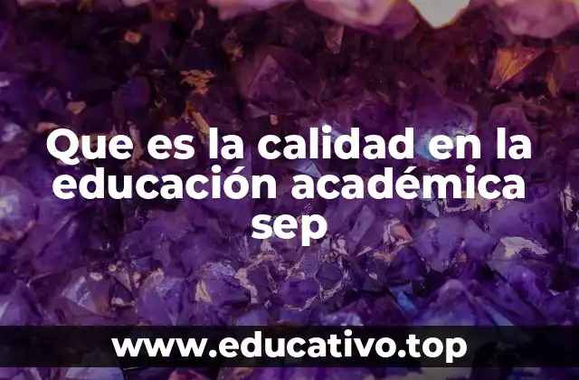 Que es la calidad en la educación académica sep