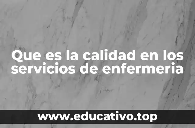 Que es la calidad en los servicios de enfermeria