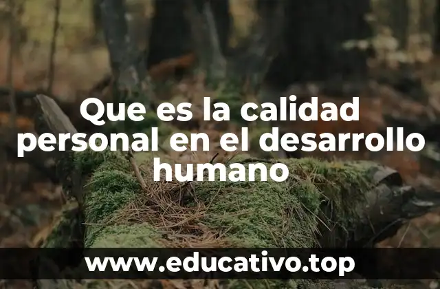 Que es la calidad personal en el desarrollo humano