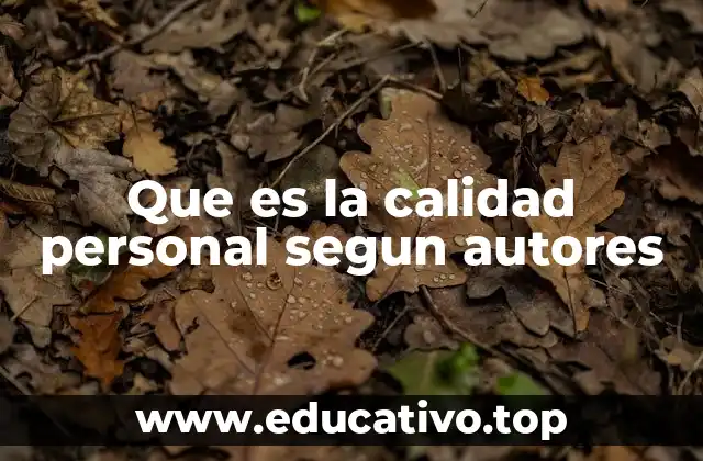 Que es la calidad personal segun autores