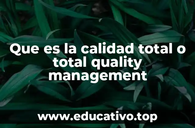 Que es la calidad total o total quality management