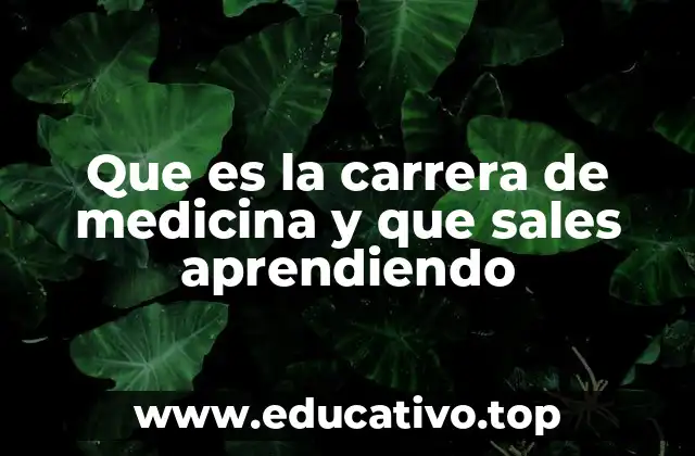 Que es la carrera de medicina y que sales aprendiendo