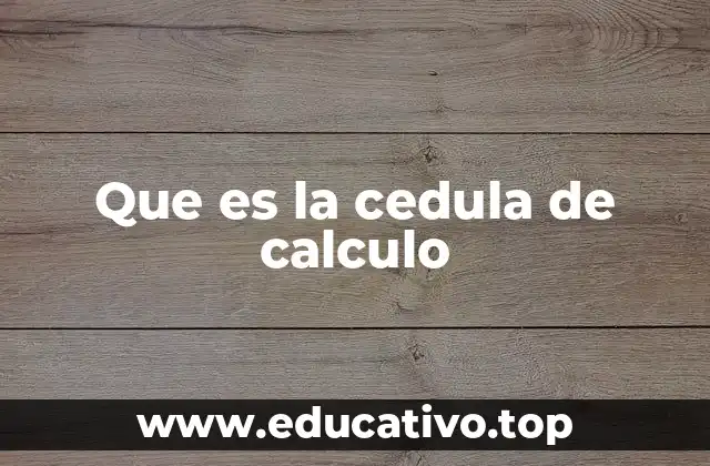 Que es la cedula de calculo