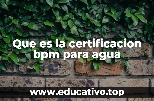 Que es la certificacion bpm para agua