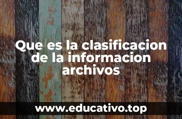 Que es la clasificacion de la informacion archivos