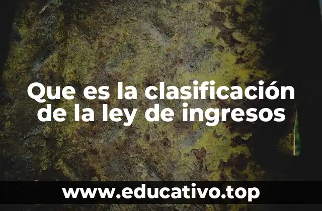 Que es la clasificación de la ley de ingresos