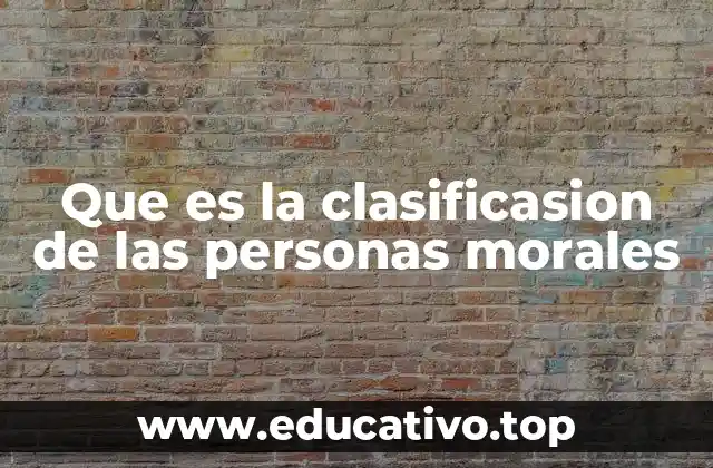 Que es la clasificasion de las personas morales
