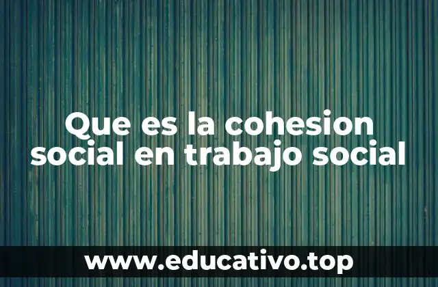 Que es la cohesion social en trabajo social