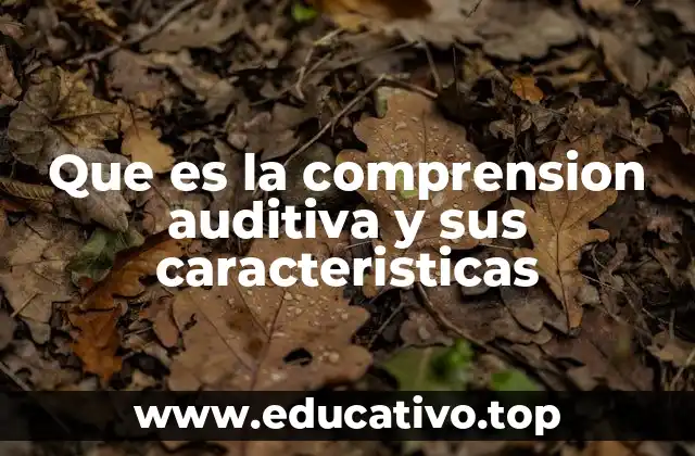Que es la comprension auditiva y sus caracteristicas