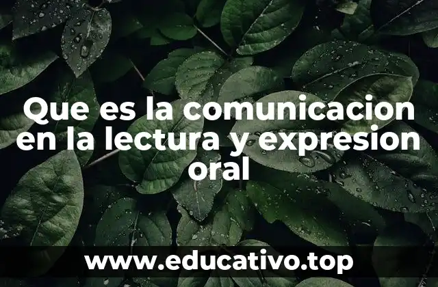 Que es la comunicacion en la lectura y expresion oral