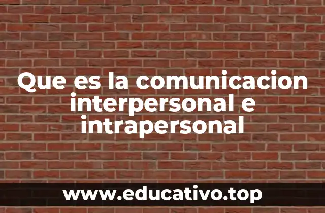 Que es la comunicacion interpersonal e intrapersonal