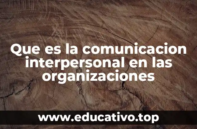 Que es la comunicacion interpersonal en las organizaciones