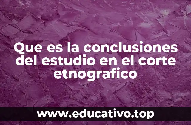 Que es la conclusiones del estudio en el corte etnografico