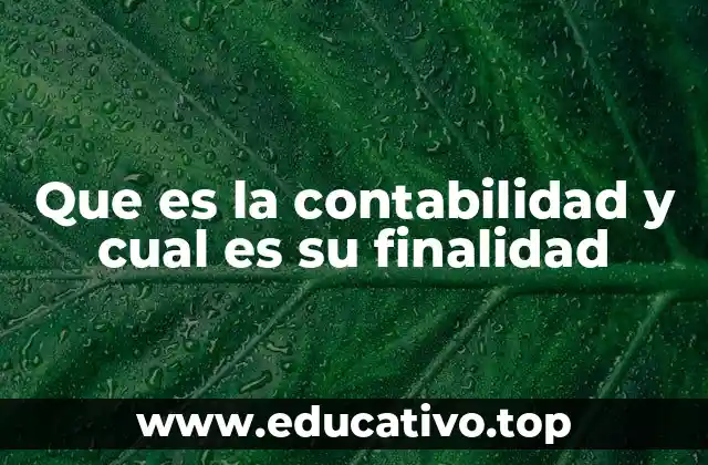 Que es la contabilidad y cual es su finalidad