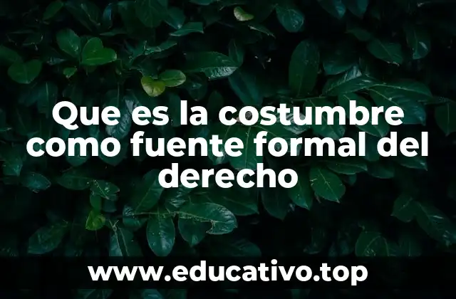Que es la costumbre como fuente formal del derecho