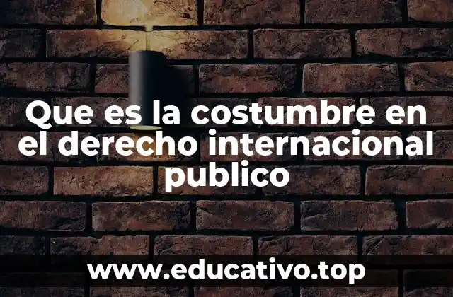 El papel de la costumbre en la formación del derecho internacional