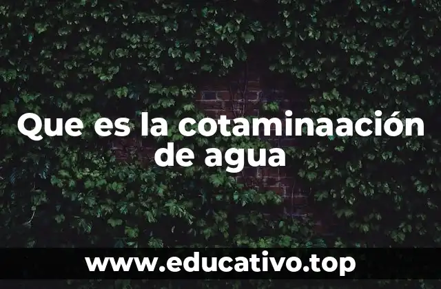Que es la cotaminaación de agua