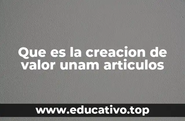 Que es la creacion de valor unam articulos