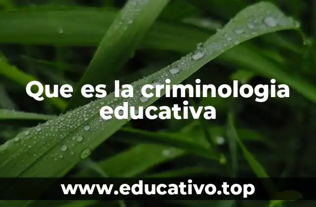 Que es la criminologia educativa