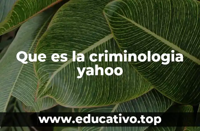 Que es la criminologia yahoo