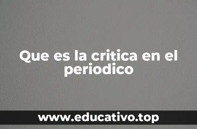 Que es la critica en el periodico