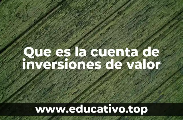 Que es la cuenta de inversiones de valor