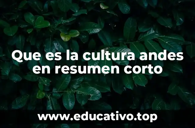Que es la cultura andes en resumen corto