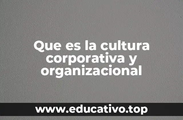 Que es la cultura corporativa y organizacional