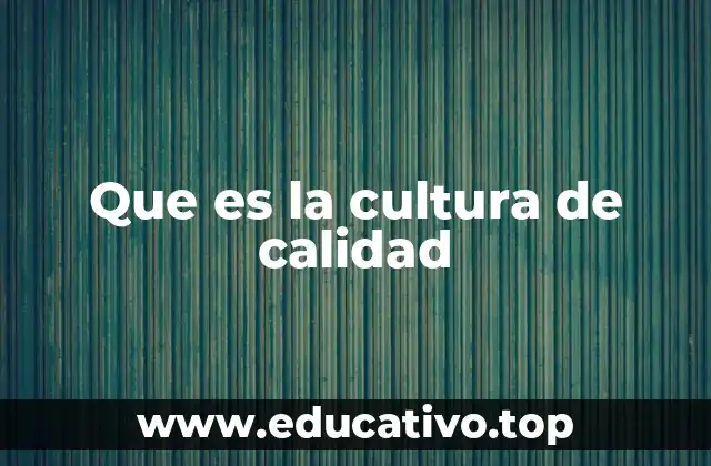 Que es la cultura de calidad
