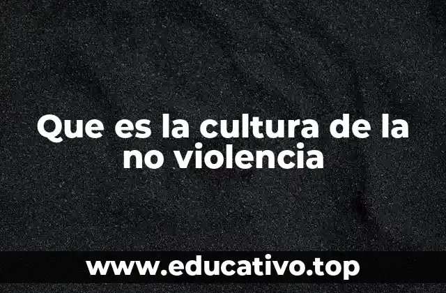 Que es la cultura de la no violencia