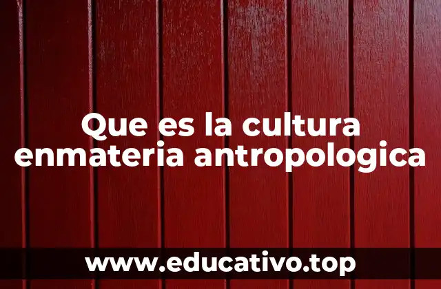 Que es la cultura enmateria antropologica