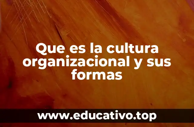 Que es la cultura organizacional y sus formas