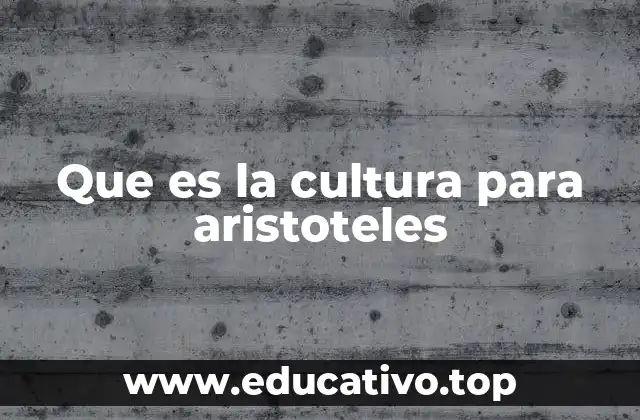Que es la cultura para aristoteles