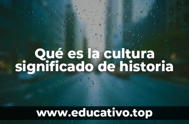 Qué es la cultura significado de historia