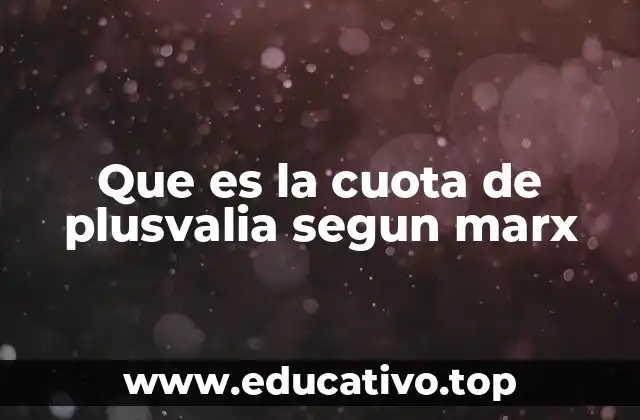 Que es la cuota de plusvalia segun marx